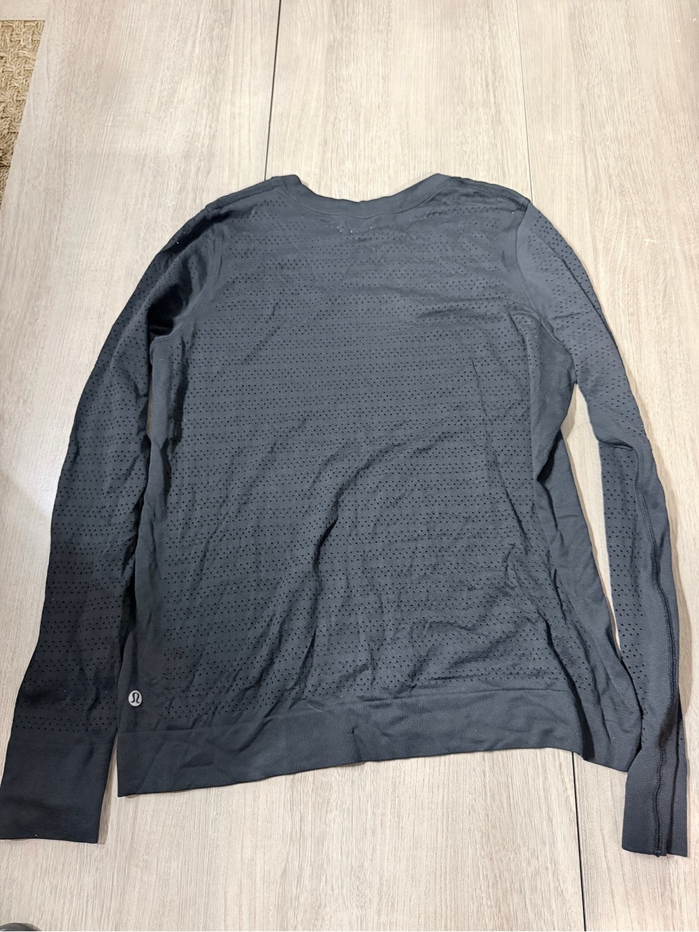 lululemon athletica Black Perforated Long-Sleeve Crew